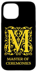 Coque pour iPhone 15 Master of Ceremonies MC Vintage Gold Letter M