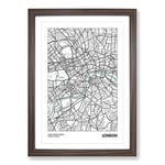 Big Box Art Map London UK Framed Wall Art Picture Print Ready to Hang, Walnut A2 (62 x 45 cm)