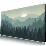 Tapis de bureau vert grand XXL tapis de souris étendu grand tapis de souris de jeu coucher de soleil montagnes paysage nature sous-main clavier tapis de souris tapis de bureau d'ordinateur tapis de