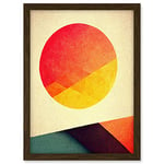 Wee Blue Coo Minimal Sunset Retro Sun Planet Gradient Colour Orange Yellow Peach Planet Artwork Framed A3 Wall Art Print