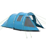 Outsunny 3-4 Persons Tunnel Tent, Two Room Camping Tent w/ Windows, Blue