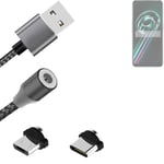 Magnetic charging cable for Realme 9 Pro Plus with USB type C and Micro-USB conn