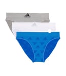 Adidas Women's Seamless Bikini Underwear 3-Pack, Pulse Blue Jacq/Heather Grey/White, L