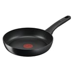 Tefal G28804 Hard Titanium On Poêle à frire, 24 cm, en aluminium, revêtement antiadhésif inoffensif, indicateur de température, convient à tous les types de feux, convient à l'induction, noire