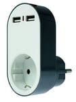 Schwabe 18211 182611 Adaptateur de Charge avec Prise de Terre 230 V/16 A 2 Prises USB Blanc