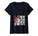 Womens New Year New Chapter Book Lovers Celebration Tee V-Neck T-Shirt