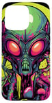 Coque pour iPhone 15 Pro Max Tête d'extraterrestre verte mignonne visage OVNI || Alien