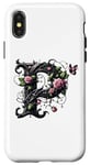 Coque pour iPhone X/XS Letter P Initial Floral Monogram Rose Pink Flower Butterfly