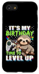 Coque pour iPhone SE (2020) / 7 / 8 It's My Birthday Sloth Time to Level Up Jeu vidéo