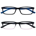 OPULIZE See 2 Pack Blue Light Blocking Reading Glasses Black Pink Computer Gaming Anti Glare Mens Womens BB9-14 +3.00