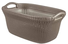 CURVER Panier à Linge 40L, Aspect Tricot - Bac à Linge propre et sale - Poignées Ergonomiques - Corbeille pour Salle de Bain ou Buanderie - 59,5 x 38,5x 27 cm - Marron