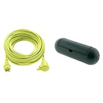 Masterplug Rallonge électrique 25m, Câble IP44 pour Jardín, Prolongateur Chantier 16A at 3000w, Câble Vert 3G1,5 mm² & Boîtier de Protection pour prolongateur Jardin IP54 - Vert - Zenitech