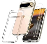 RKINC Coque pour Google Pixel 9 Pro XL, avec 2 Films de Verre Trempé Armor, ne jaunissant jamais Norme Militaire, résistante aux Chocs et aux Rayures Coque de Protection Transparent