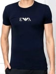 Mens EMPORIO ARMANI EA7 Stretch Cotton Logo Crew Neck T-Shirt Marine Size L