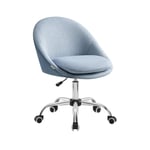 SONGMICS Chaise de Bureau, Fauteuil Pivotant en Tissu Coton-Lin, Siège Confort, Rembourrage en Mousse, Réglable en Hauteur, pour Bureau, Chambre, Bleu Clair OBG020Q01