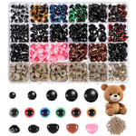 600 Pcs Yeux et Nez de Sécurité, 6-14 mm Yeux pour Poupée Coloré avec Rondelles Yeux en Plastique Animaux pour DIY Amigurumis Crochet Marionnettes Artisanat