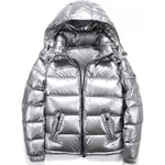 Winter Shiny Down Jacket en's Jacket Stand Collar Down Jacket With Hood K Sliver M