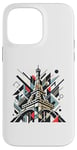 Coque pour iPhone 14 Pro Max Tour Eiffel Cubiste Art Abstrait Moderne Paris Amoureux