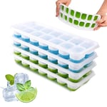 Ice Cube Tray, 4 Pack Silicone Ice Cube Tray with Lid, Easy Release BPA Free Ice Trays for Freezer, Ice Cube Moulds for Whiskey, Cocktails, Drinks(Blue+Green)