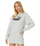 PUMA Women's Essentials Logo Crew Fleece Dress, Light Gray Heather, S