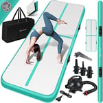 KESSER® Tapis de Gymnastique | Tapis de Fitness Gonflable Airtrack | Tapis de Gymnastique 3/4/5/6 m | Sac de Transport et Batterie électrique fournis Pompe à air, Mint Vert, 300 x 100 x 10 cm