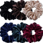 Extra stora scrunchies för kvinnor tjockt hår, premium sammet stor scrunchie, mjuka rep hästsvanshållare hårtillbehör, 6-pack