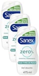 SANEX - Gel douche Hydratant Zéro% - Tous Types de Peau - Biodégradable et Vegan - 475 ml (Lot de 3)