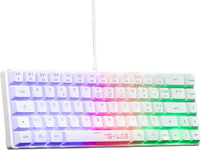 Keyz Hydrogen,Clavier Gamer 60%,Clavier Semi-Mécanique Filaire Azerty,Rétroéclairage Multicoloremini Clavier Gamer Silencieux,Format Compact Tkl-Pc/Ps5 (Blanc)