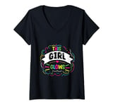 Womens This Girl Glows For Kids Tie Dye Bright Colors 80's And 90's V-Neck T-Shirt