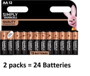 AA Simply Duracell batteries- 2 x 12 Pack - Total 24 Batteries-  Exp 2028