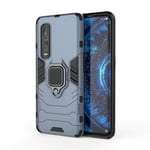 HAOYE Case for OPPO Find X2 Pro, 360 degree Rotating Ring Holder Kickstand Heavy Duty Armor Shockproof Cover, Double Layer Design Silicone TPU + Hard PC Case with Magnetic Car Mount. Blue
