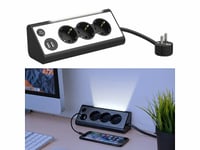 Multiprise d'angle 3 prises avec 2 ports USB et veilleuse LED - Revolt