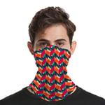 Multifunctional Headwear Bandana Face Mask Anti-UV Printed Sport Gaiter for Men Women Kids,Yellow Pattern Red Line Parallel Teal Design