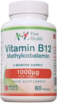 Energy Supplement, Vitamin B12 Complex High Strength Vegan Tablets | 1000mcg 60