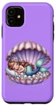 Coque pour iPhone 11 Sirène Lilas Violet Sleepy Coquillage Sous L'eau