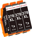 378 XL Cartouches d'encre Noir Compatibles avec Epson 378XL Multipack pour Expression Photo XP-8500 XP-8505 XP-8600 XP-8605 XP-8606 XP-8700 XP8500 XP8505 XP8600 XP8605 XP8606 XP8700,3-Noire(Q360)