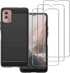 Carinacoco Case for Nokia C32 with 3 Tempered Glass Screen Protector, Soft TPU C