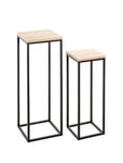 Haku Möbel Lot de 2 Porte Plantes chêne, Noir, MDF, métal - Dim.: L 19/23 cm x H 54/67 cm x P 19/23 cm, Style: Modern