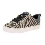 Lotus Leather Zebra Pattern Almond Shape Closed Toe Lace Up Trainers Shoes Sz 4