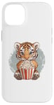 Coque pour iPhone 14 Plus Adorable tigre appréciant le moment du popcorn du film