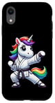 Coque pour iPhone XR Ceinture noire amusante licorne karaté athlète garçons filles enfants