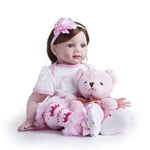 Mignon Bébé Reborn Poupées 24 Pouces 60 Cm Souple en Vinyle Réaliste Fille Main Bébés Anniversaire Cadeaux De Noël Adapté pour 3 Ans + Jouets Fauay