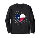 Texas Flag Vintage Heart Fan Retro Long Sleeve T-Shirt