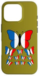 Coque pour iPhone 16 Pro French Pride Papillon Magnifique avec Drapeau de la France