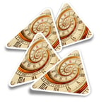 4x Triangle Stickers - Classic Swirly Clock Time Concept #13171