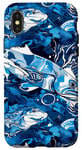 Coque pour iPhone X/XS Bleu Abstrait Paisley Camo Drapeau Américain Pêche au bar