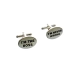 Zac's Alter Ego® I'm Never Wrong/ I'm the Boss Novelty Cufflinks in Gift Box