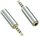Aiivioll 2 Pack 2.5mm Male to 3.5mm Female Audio Adapter Gold Plated Aux Auxiliary Plug Splitter 3 Ring Jack Support Converter Headphone Earphone Headset Stereo or Mono