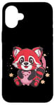 Coque pour iPhone 16 Plus Panda kawaii rouge avec tirelire