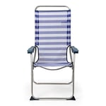 Solenny Chaise de Plage Pliante 5 Positions Dossier Ergonomique Bleu Blanc 67x63x114 cm